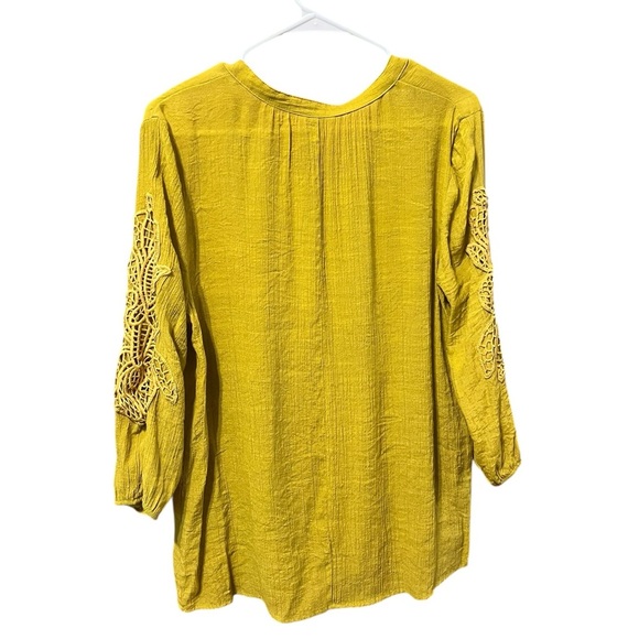EST. 1946 Mustard Yellow Boho Lace Sleeve Blouse – Size L - Picture 5 of 6